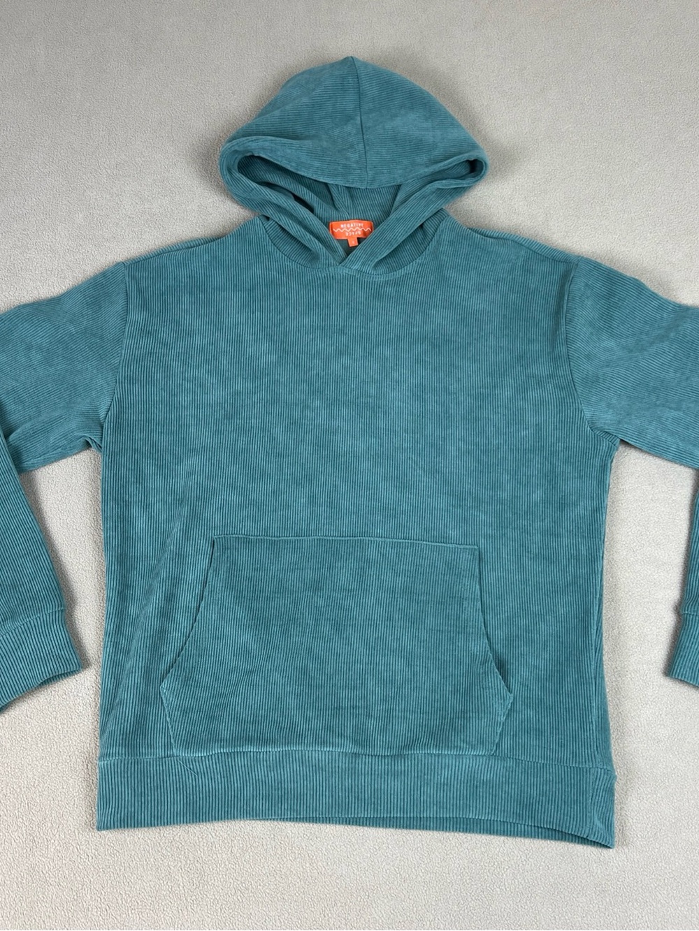 Negative Space Corduroy TXT Hoodie, Sage Polyester Sweatshirt, Men's Sz